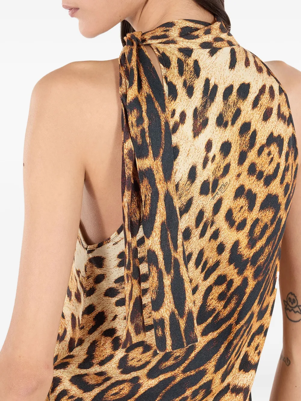Roberto Cavalli Haltertop met luipaardprint Bruin