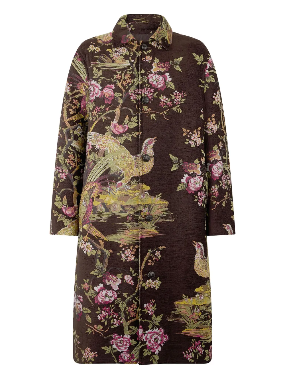 Roberto Cavalli landscape-jacquard coat | Brown | Image 1