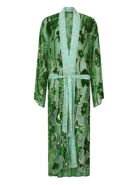 Roberto Cavalli floral-pattern velvet robe