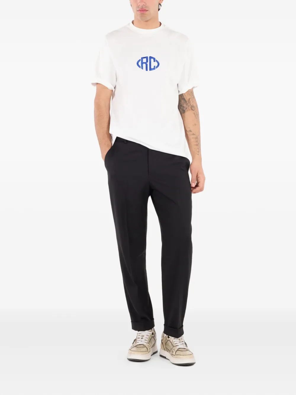 Roberto Cavalli T-shirt met geborduurd logo Wit