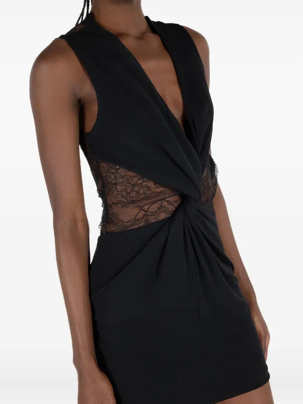 Roberto Cavalli Mini Dress with Lace Insert - Black