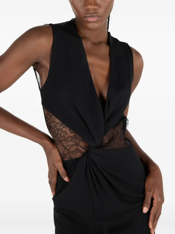 Roberto Cavalli Mini Dress With Lace Insert - Black