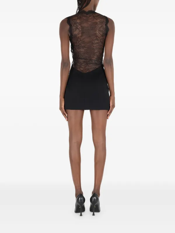 Roberto Cavalli Mini Dress With Lace Insert - Black Roberto Cavalli Mini Dress With Lace Insert - Black