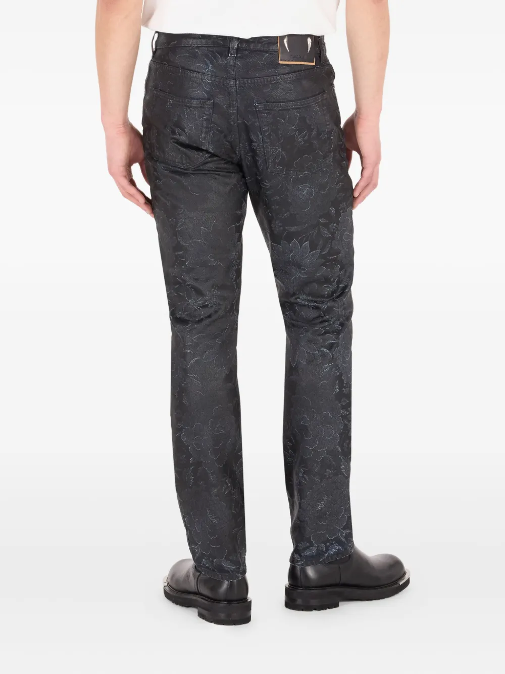 Roberto Cavalli Jeans met bloemenpatroon en vervaagd effect Zwart