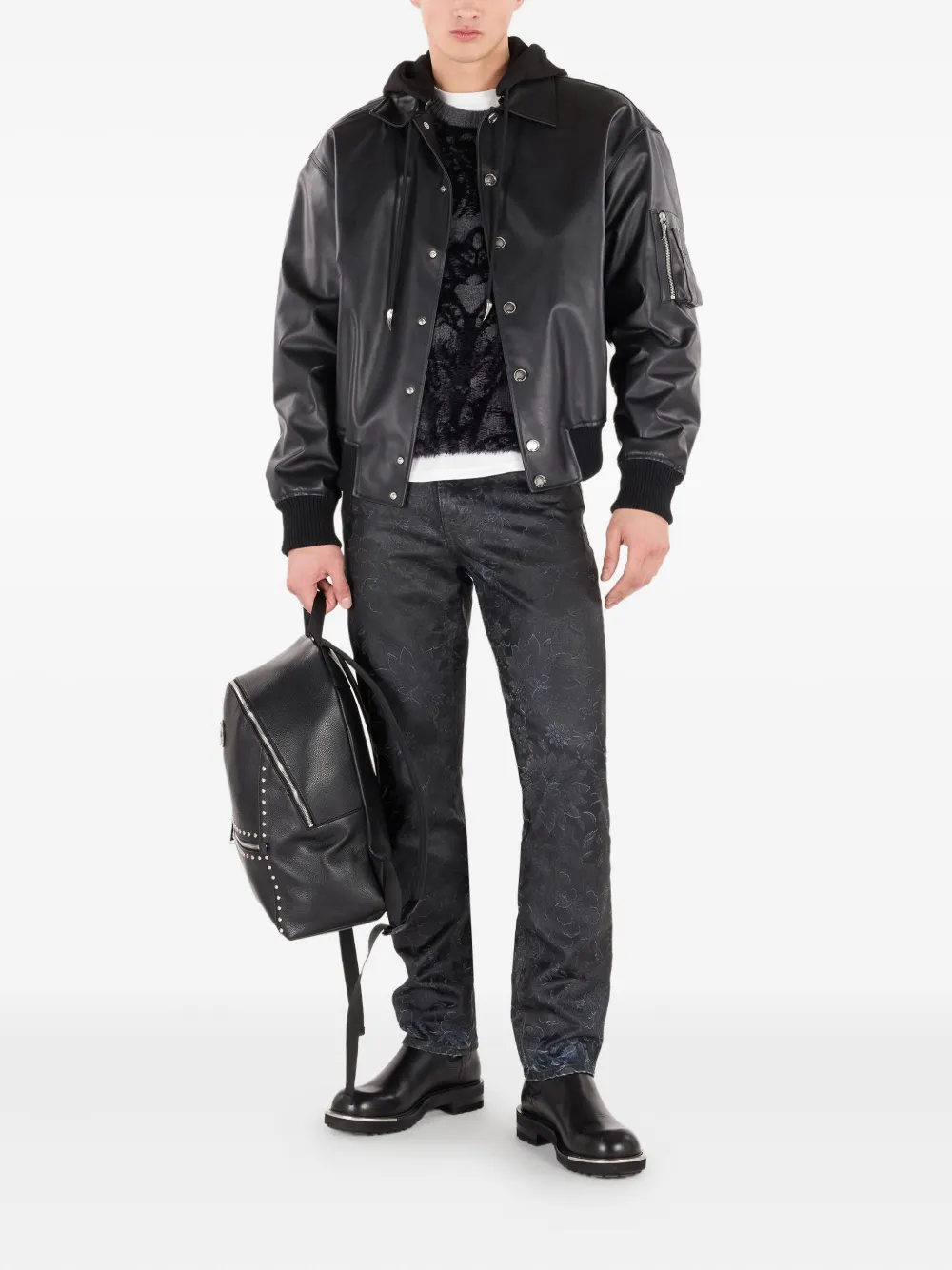 Roberto Cavalli Jeans met bloemenpatroon en vervaagd effect Zwart