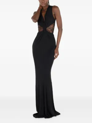 Roberto cavalli ブラック ロングドレス　サイズS Roberto Cavalli // Black Ruched Long Gown – VSP Consignment