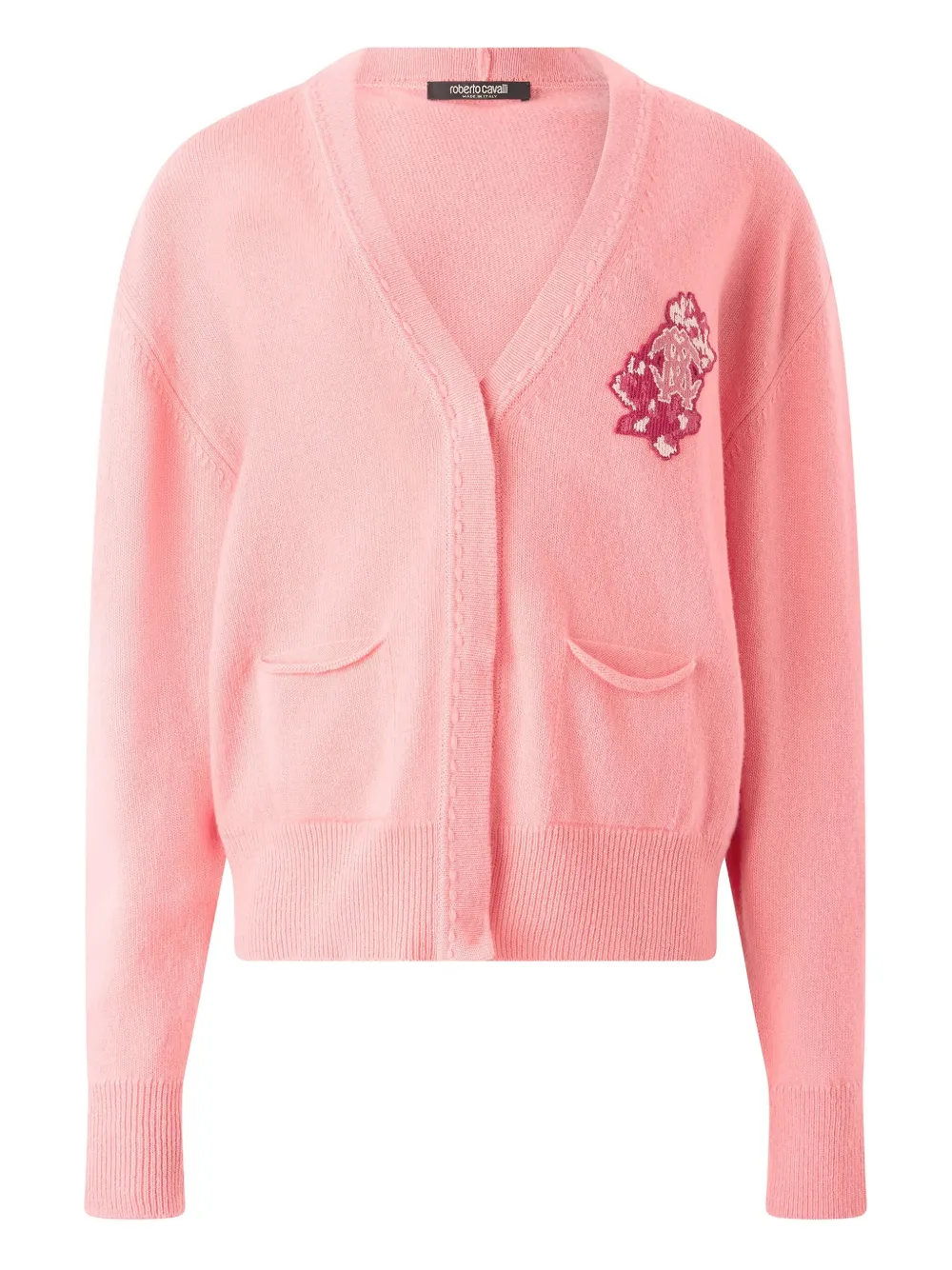 rose-embellished pocket cardigan