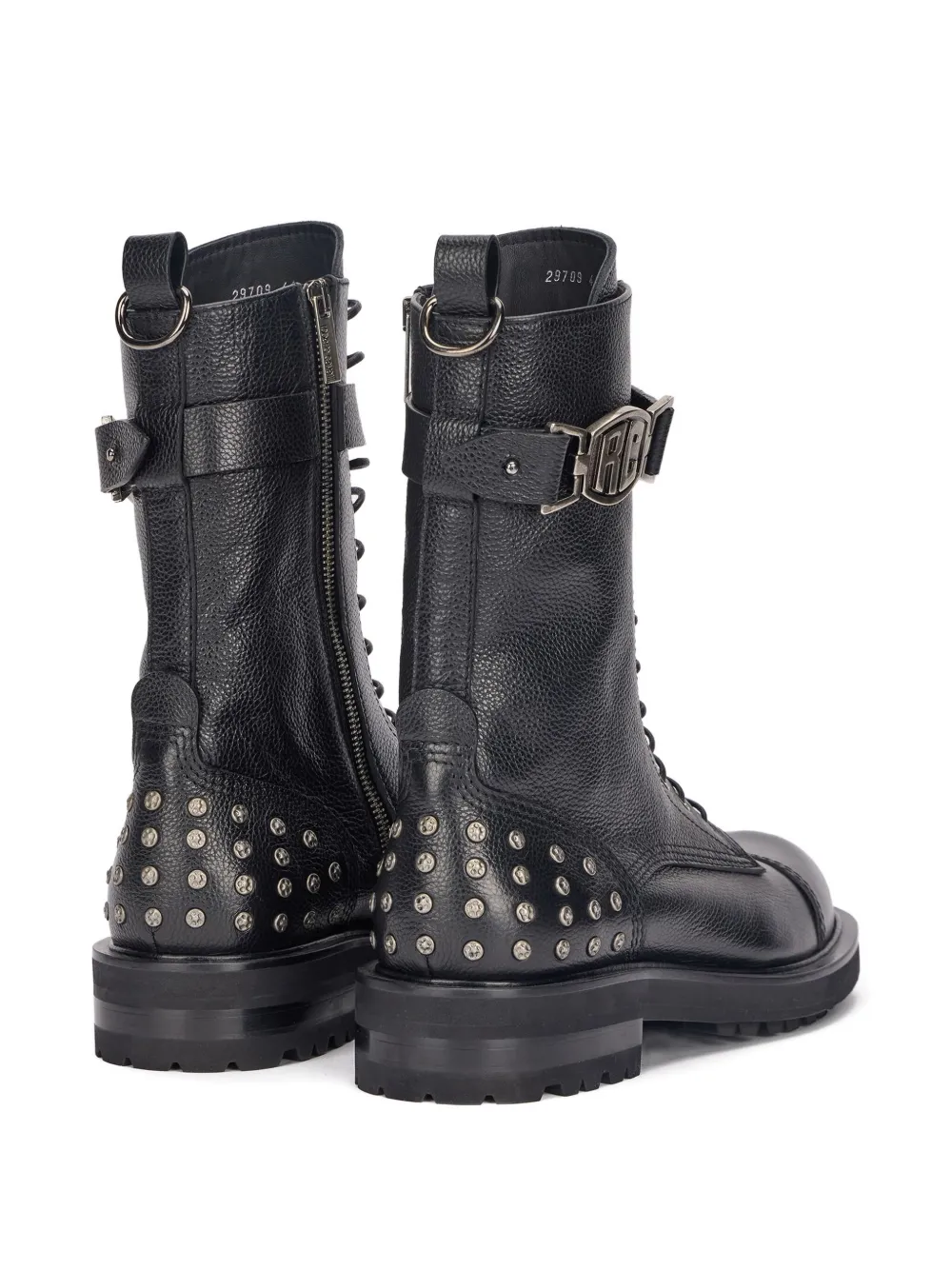 Roberto Cavalli Combat Boots With Rc Monogram Detail In Black