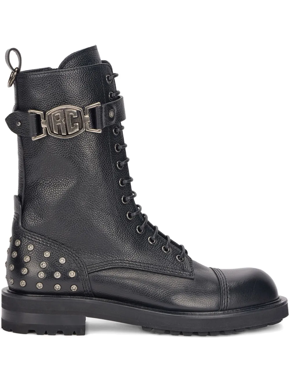 Roberto Cavalli lace-up studded boots Black