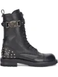 Roberto Cavalli lace-up studded boots - Black