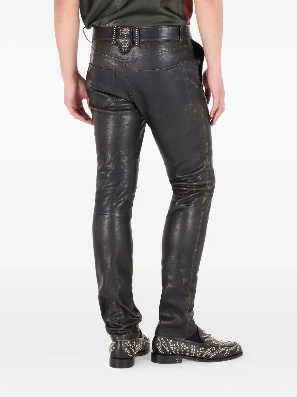 Roberto Cavalli Leren broek Zwart