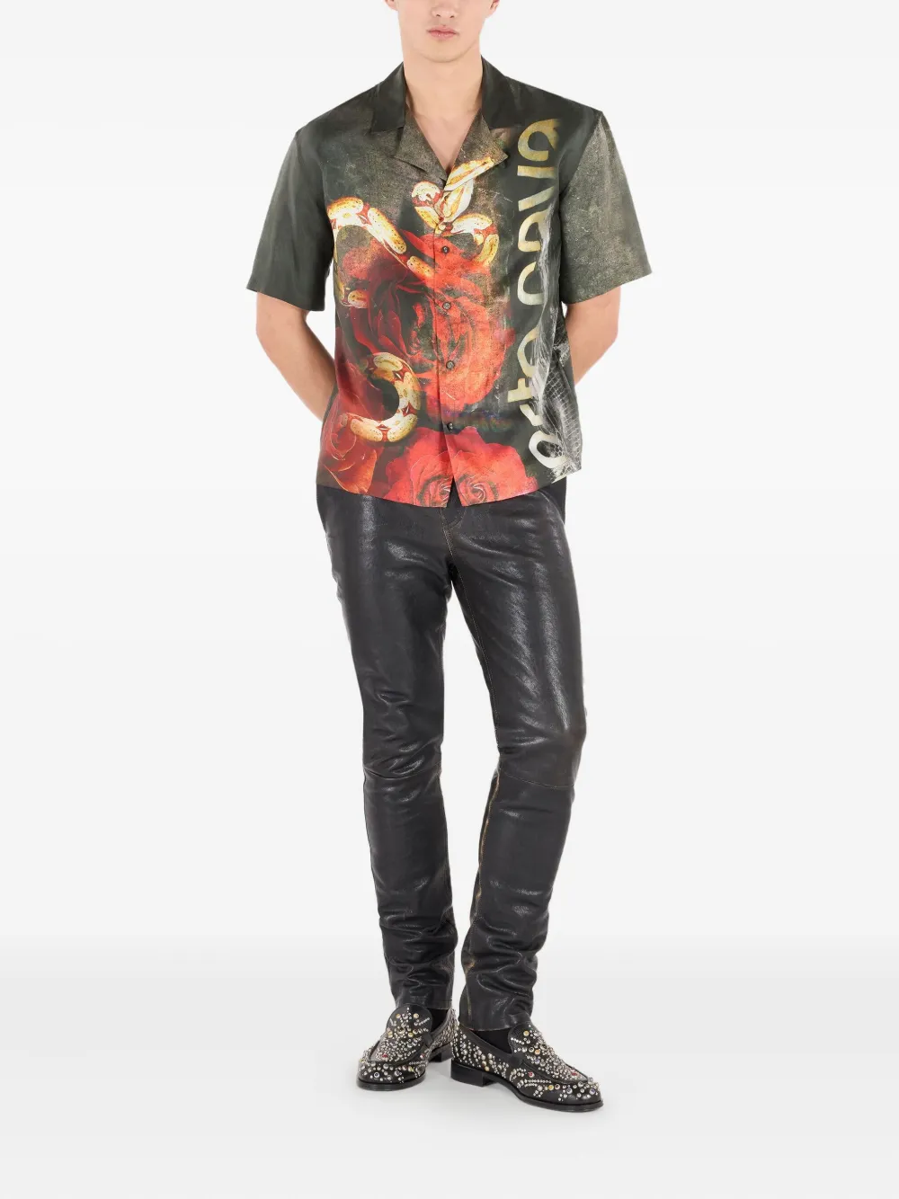 Roberto Cavalli Leren broek Zwart
