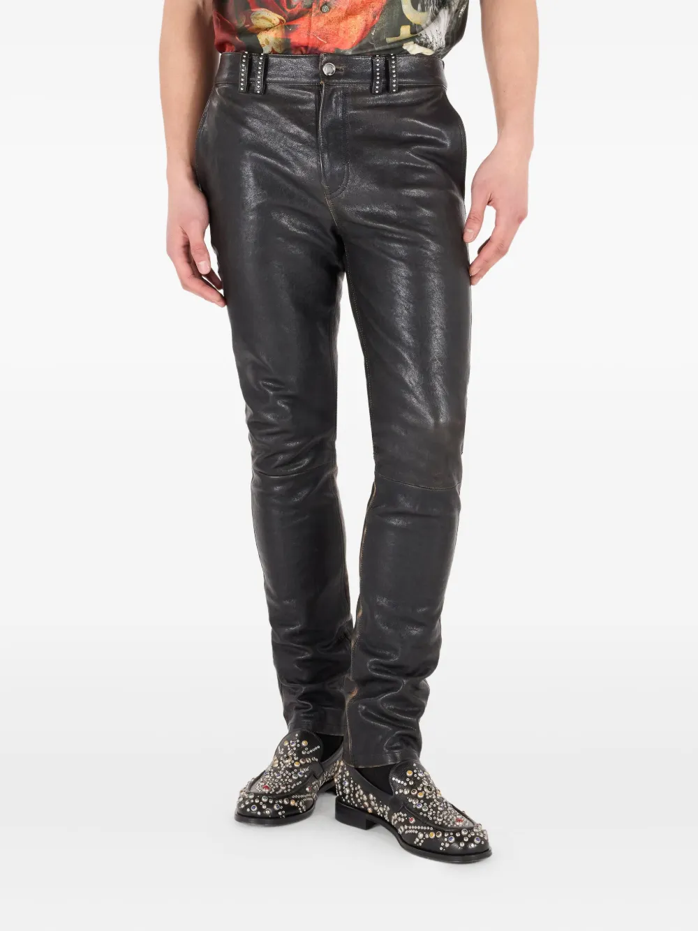 Roberto Cavalli Leren broek Zwart