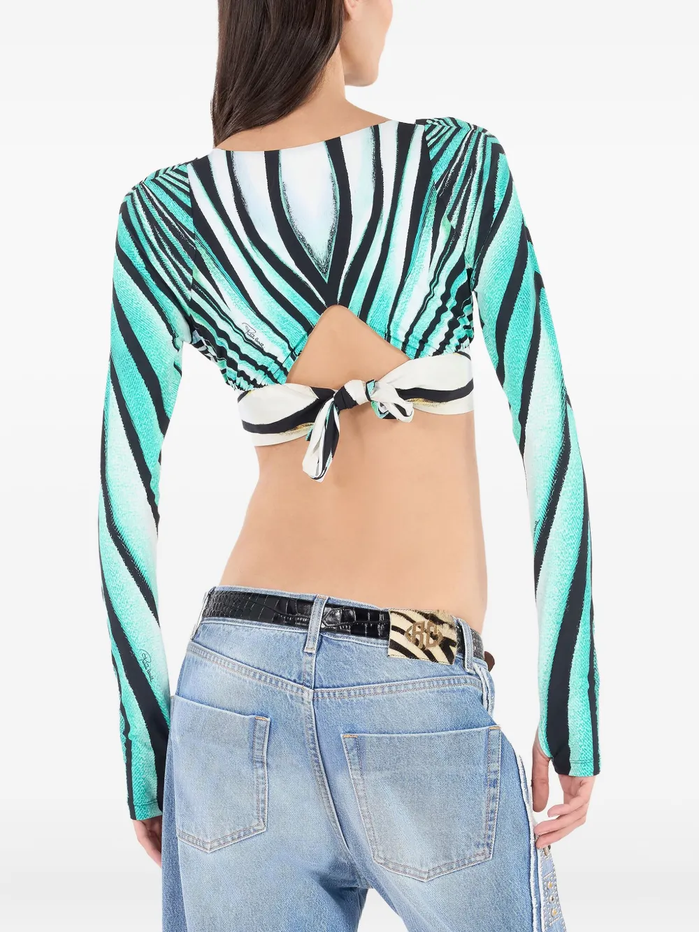 Roberto Cavalli Cropped top met ruches Blauw