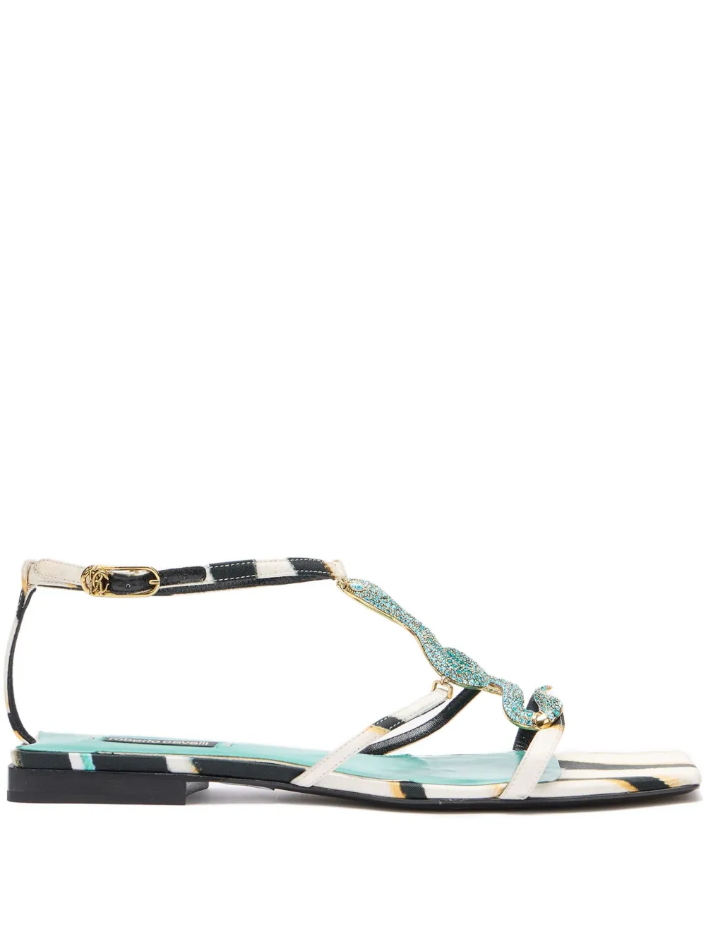 Roberto Cavalli Ray Of Sea Flat Sandals In Multi