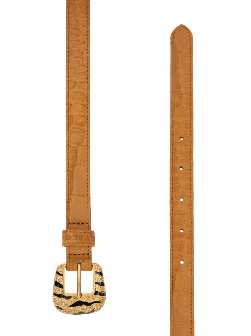 Roberto Cavalli Riem met krokodillen-reliëf Bruin