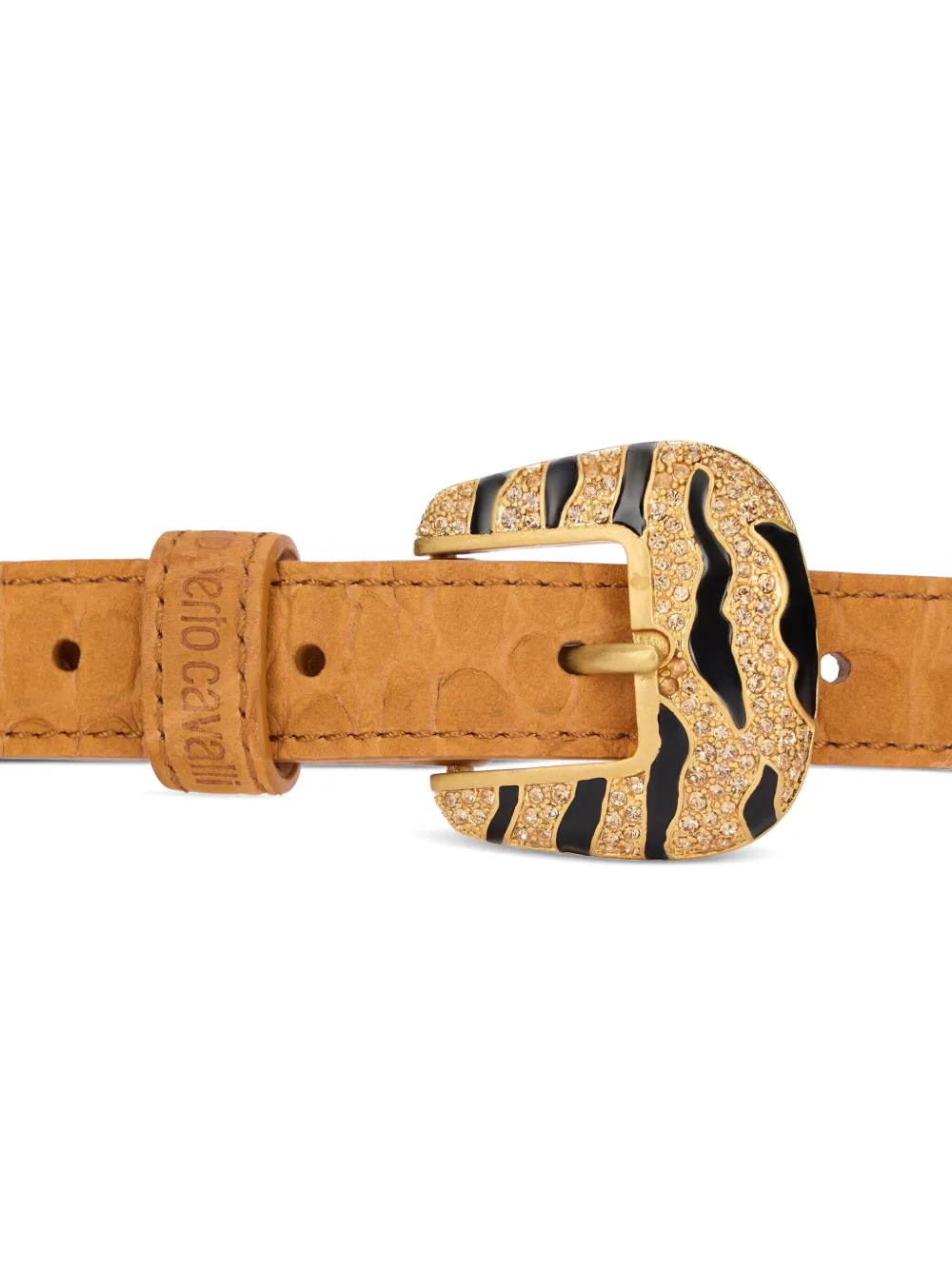 Roberto Cavalli Riem met krokodillen-reliëf Bruin