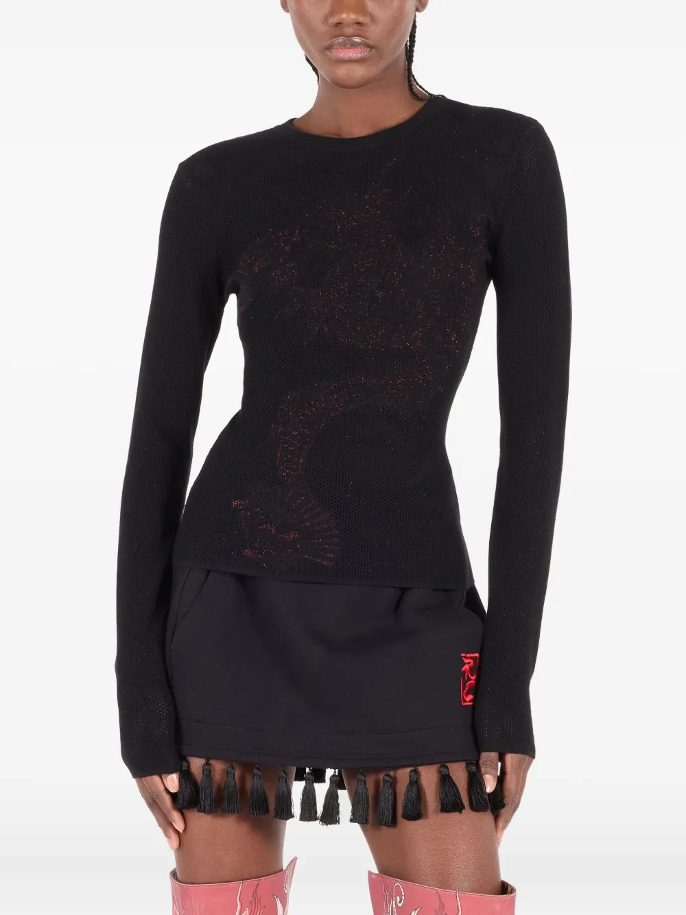 Roberto Cavalli Dragon-embellished Sweater In Black