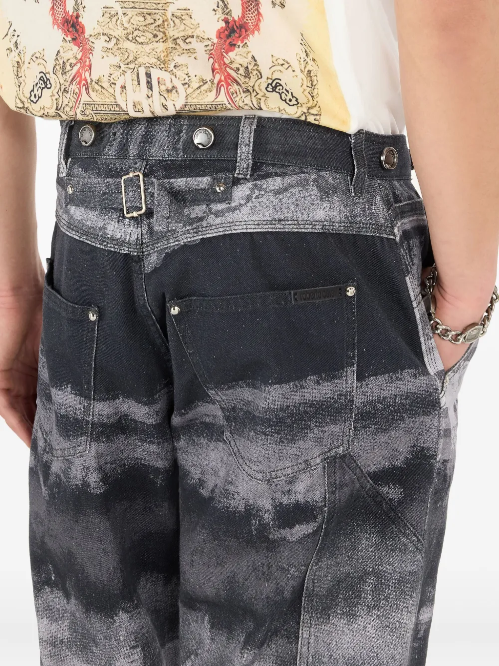 Roberto Cavalli Broek met abstracte print Zwart