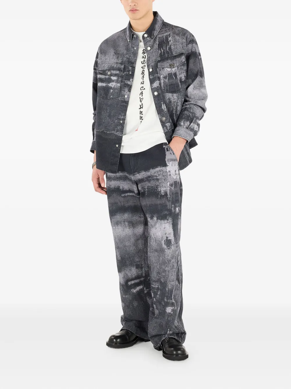 Roberto Cavalli Broek met abstracte print Zwart