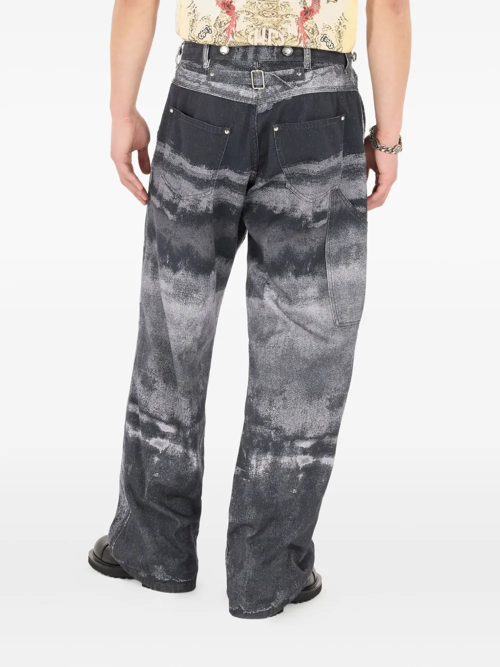 Roberto Cavalli Broek met abstracte print Zwart