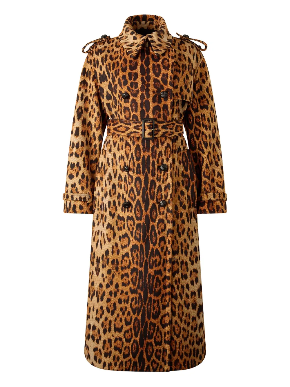 Roberto Cavalli Trenchcoat met jaguarprint en ceintuur Bruin