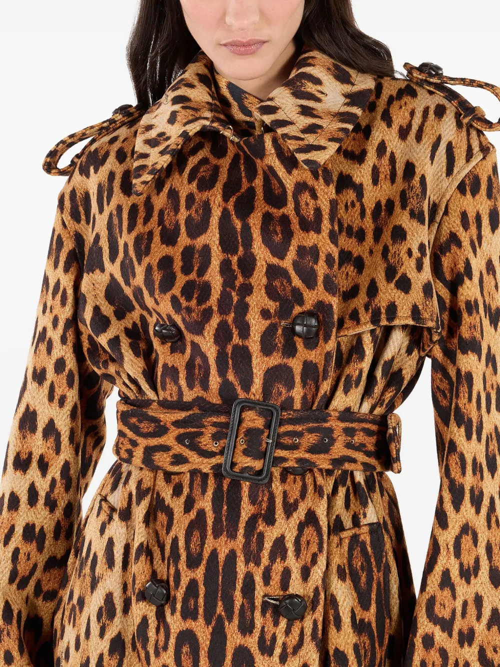 Roberto Cavalli Trenchcoat met jaguarprint en ceintuur Bruin