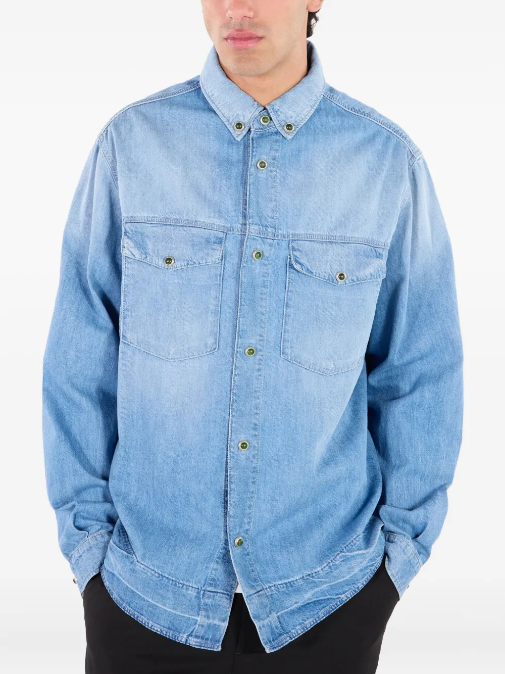 Roberto Cavalli Denim overhemd met drukknopen Blauw