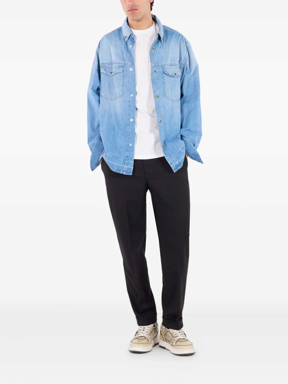 Roberto Cavalli Denim overhemd met drukknopen - Blauw