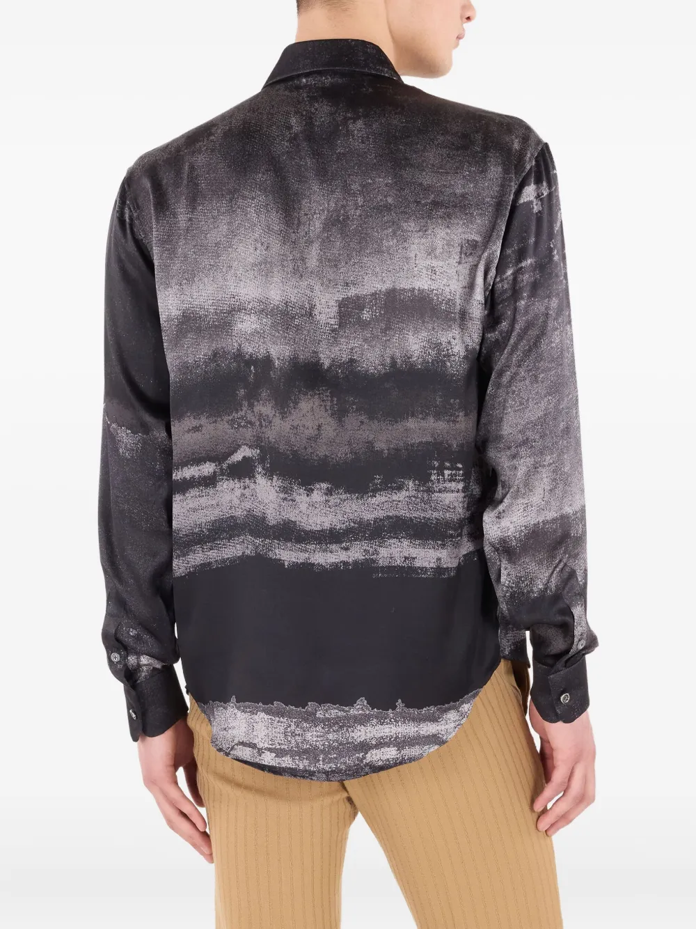 Roberto Cavalli Worn Gradient-effect Silk Shirt In Multi
