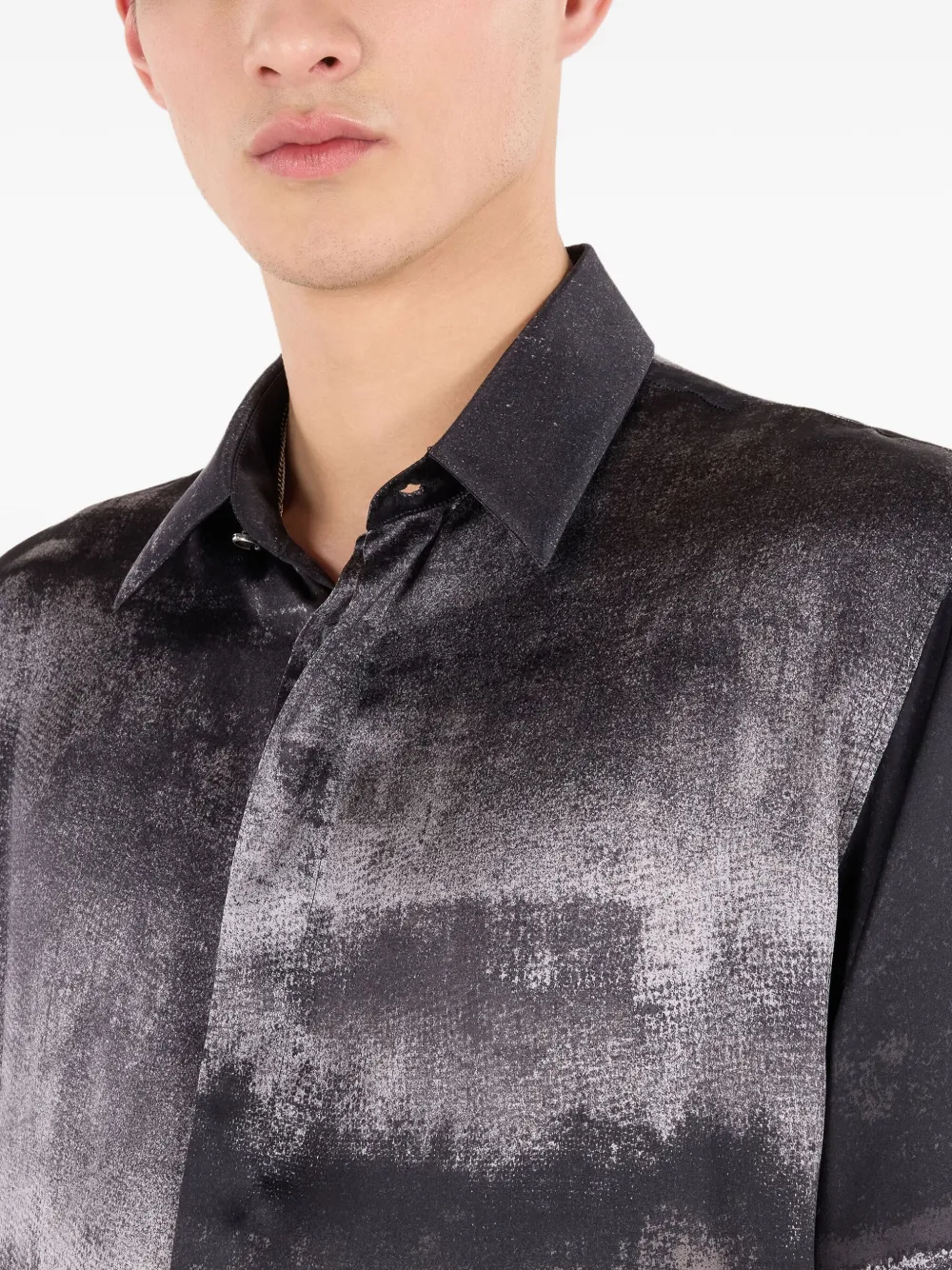 Roberto Cavalli Worn Gradient-effect Silk Shirt In Multi