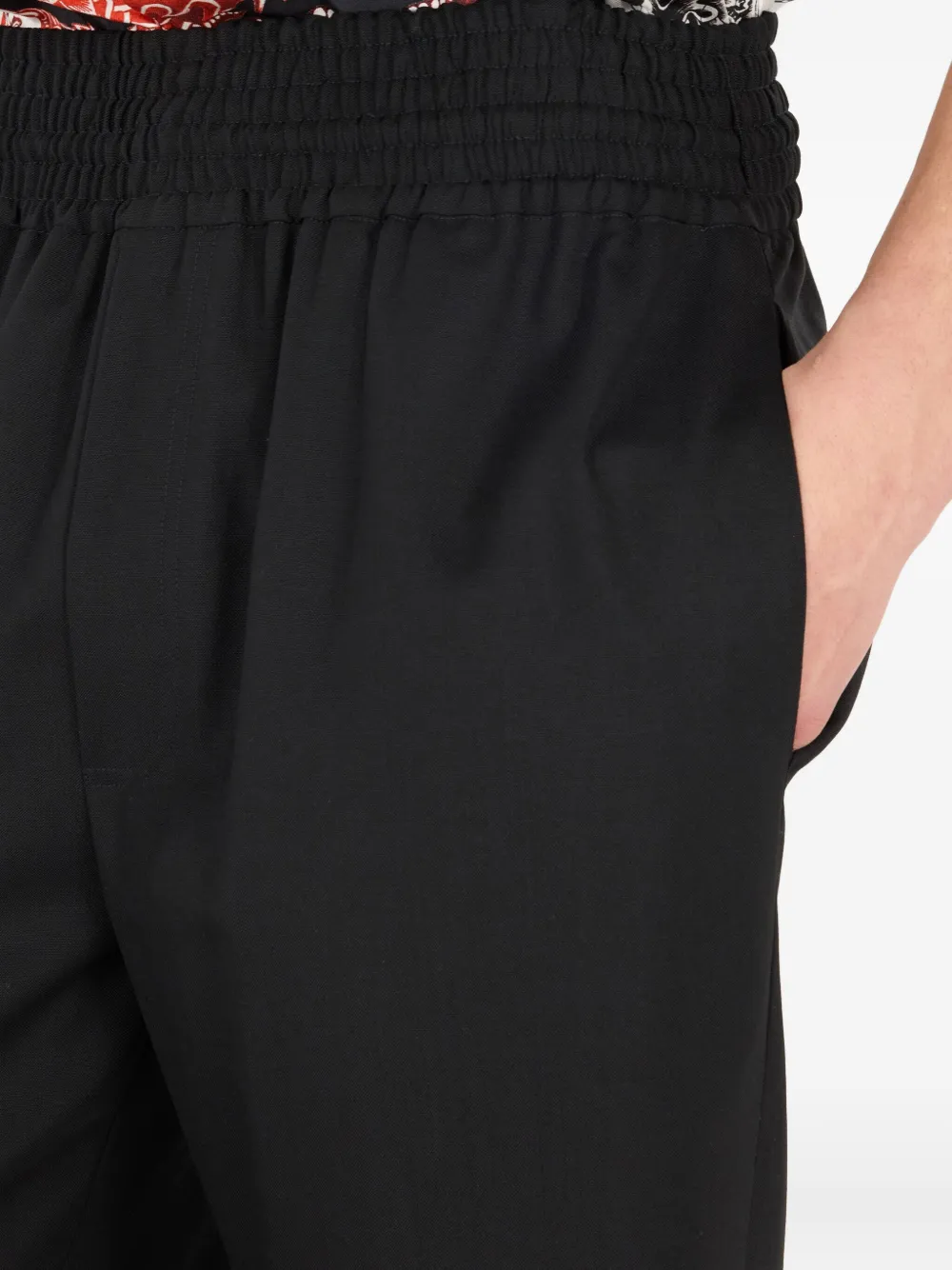 Roberto Cavalli Broek met elastische taille van scheerwol Zwart