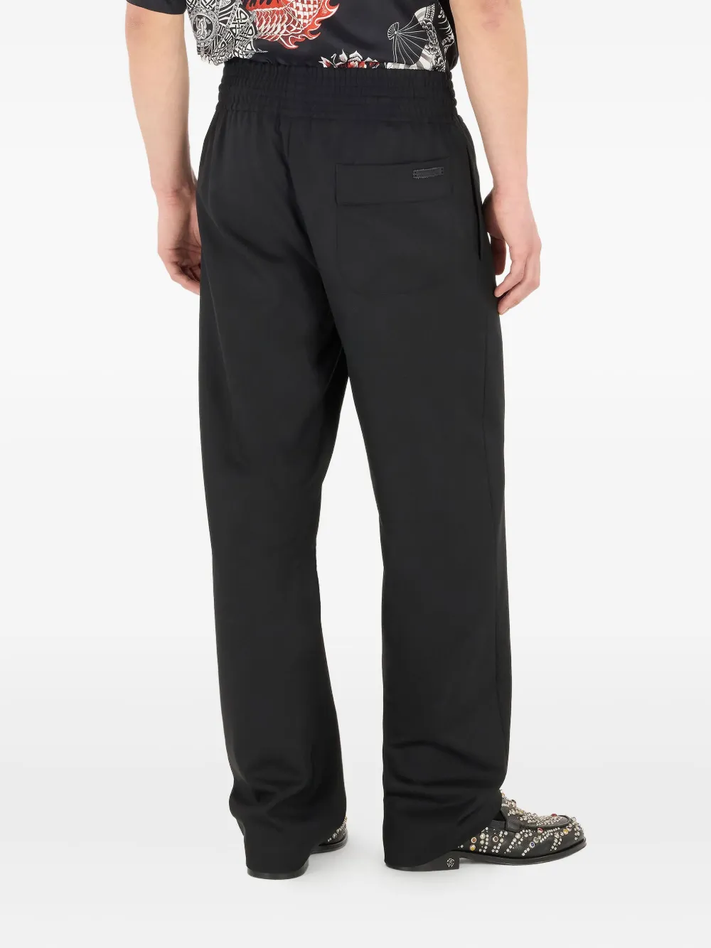 Roberto Cavalli Broek met elastische taille van scheerwol Zwart