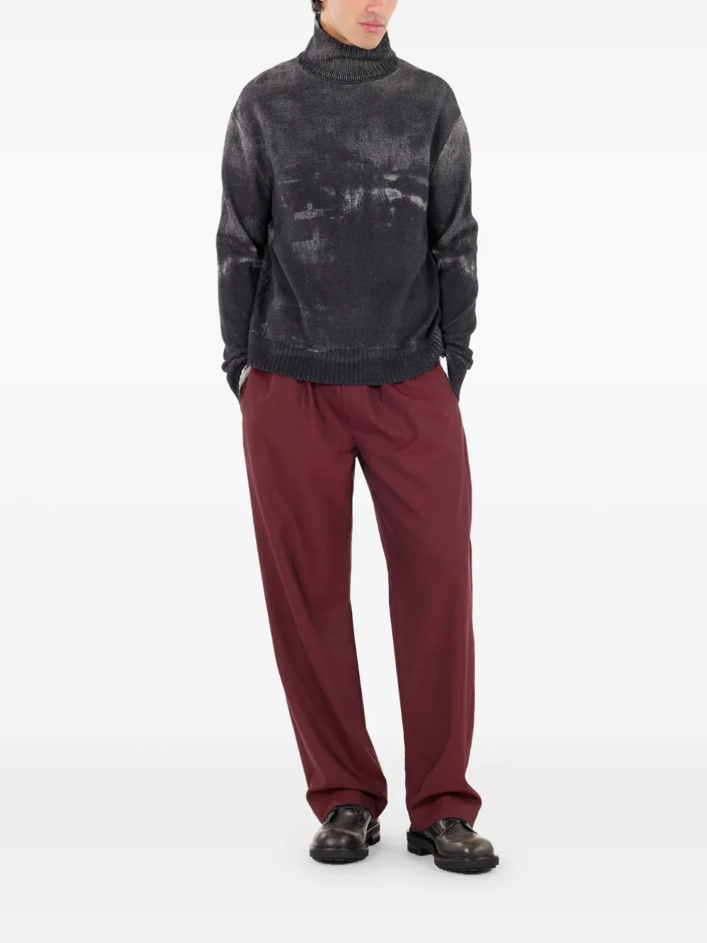 Roberto Cavalli Broek met elastische taille van scheerwol Zwart