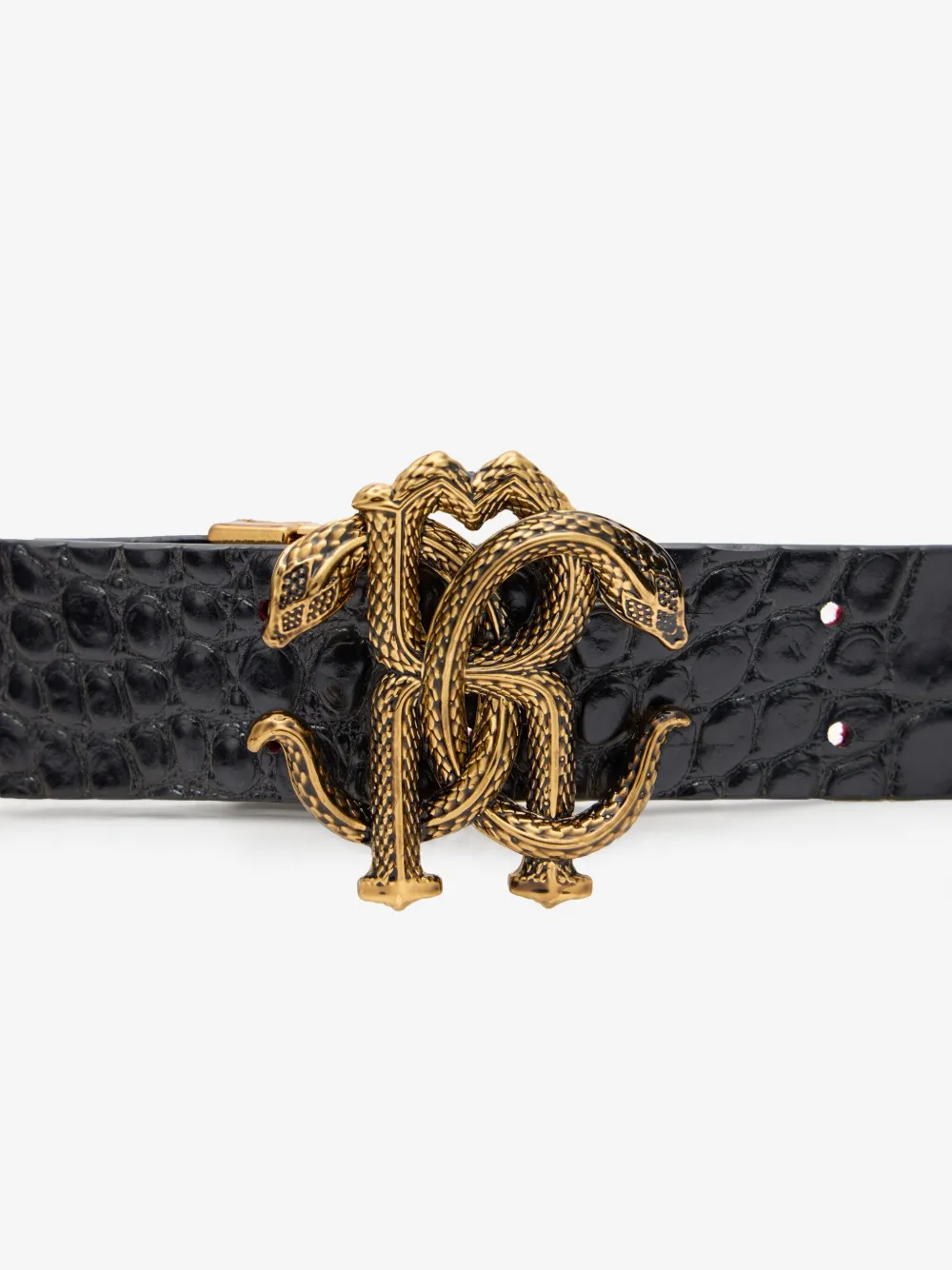 Roberto Cavalli Mirror Snake omkeerbare riem met monogram Zwart