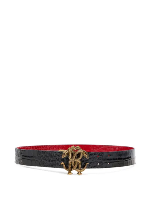 Roberto Cavalli Mirror Snake Monogram reversible belt
