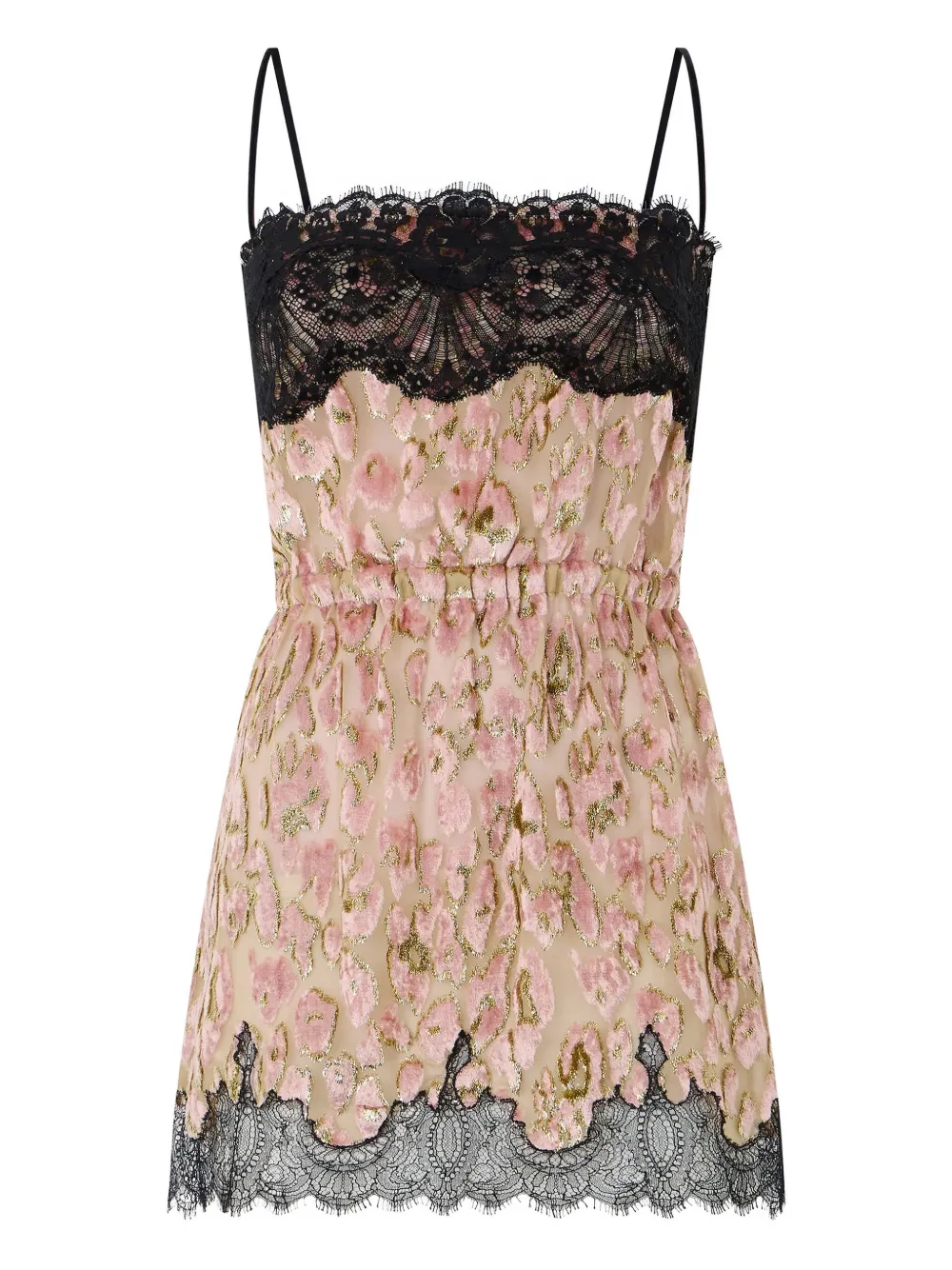 Roberto Cavalli Lace-trimmed Velvet Mini Dress In Pink