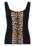 Roberto Cavalli jaguar-print panelled top - Brown