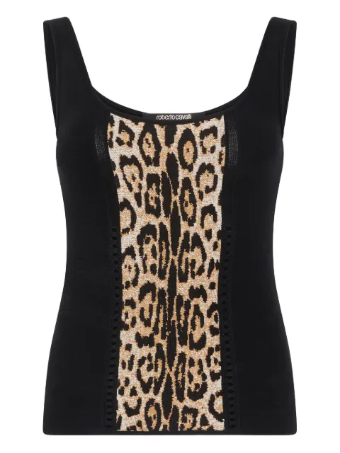 Roberto Cavalli jaguar-print panelled top