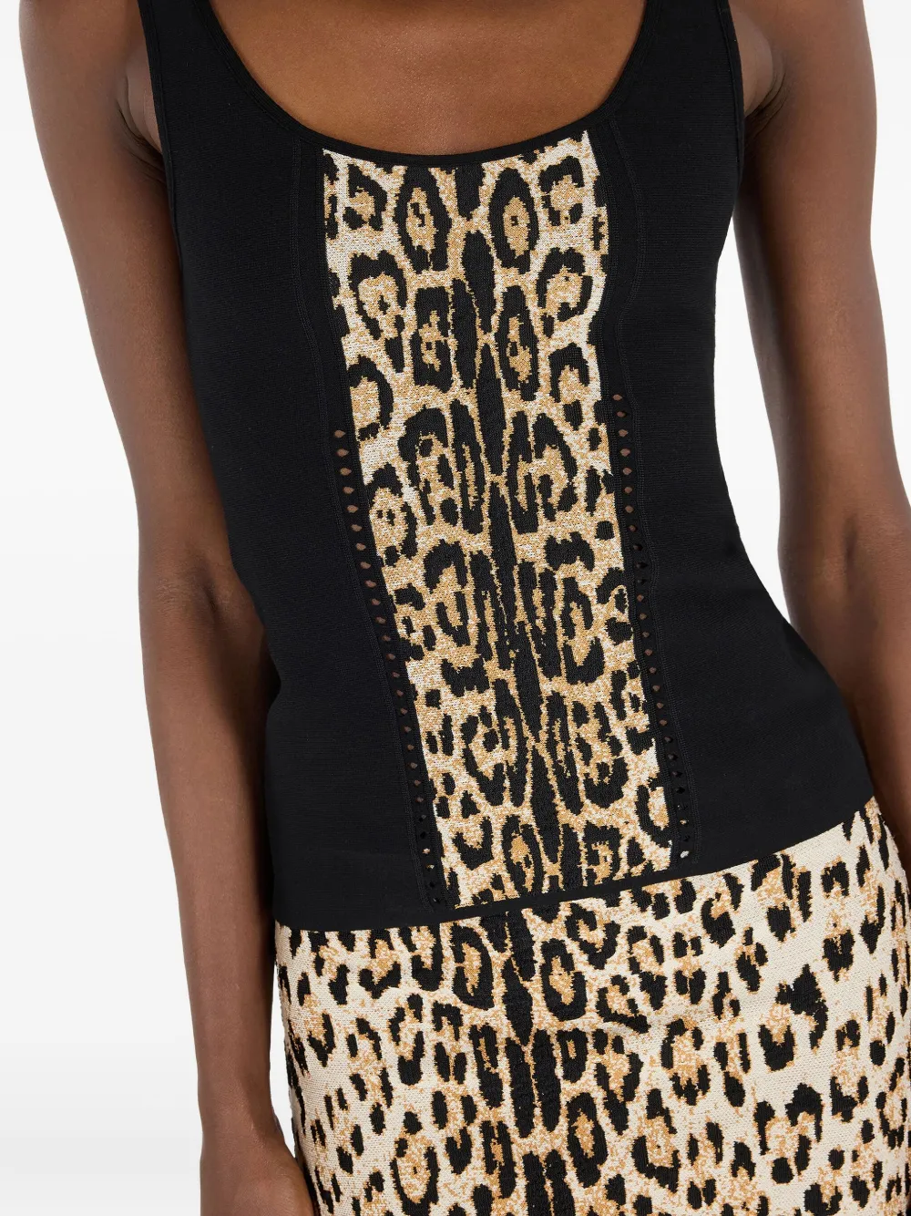 Roberto Cavalli Top met jaguarprint en vlakken Bruin