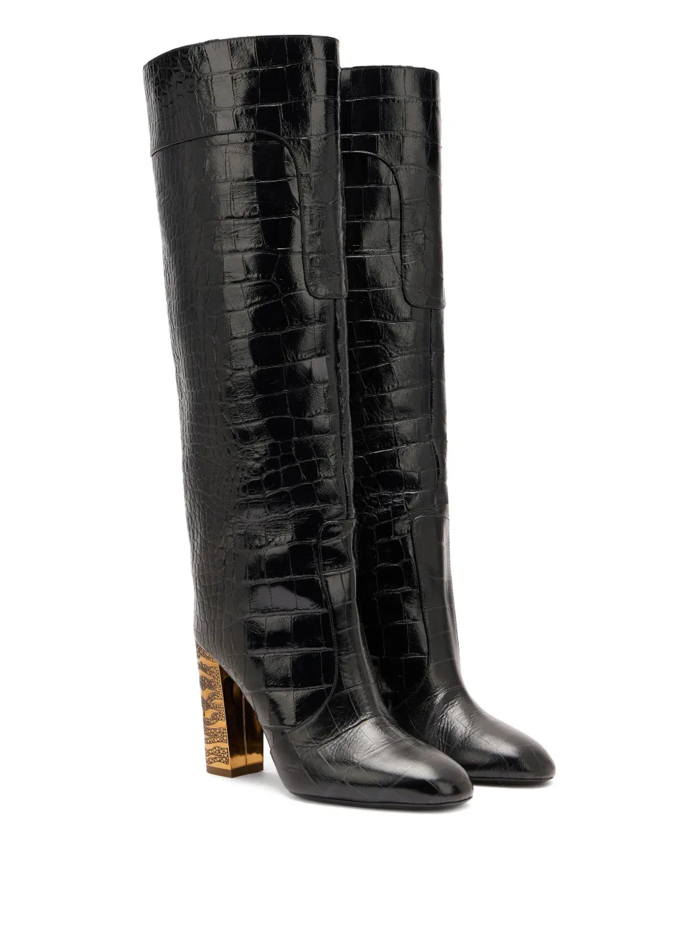 Roberto Cavalli crocodile-effect leather boots Black