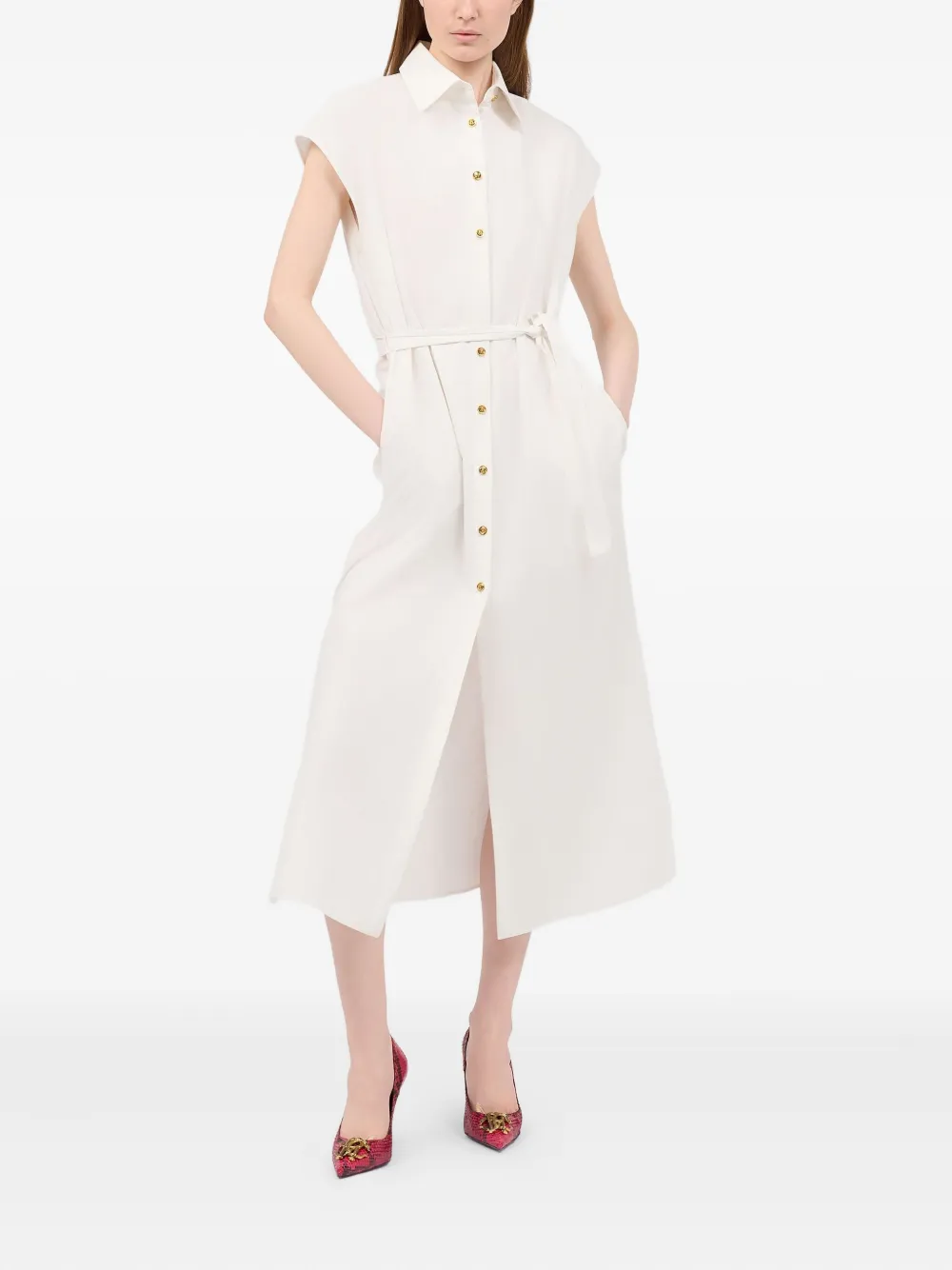 Roberto Cavalli Blousejurk met ceintuur - Wit
