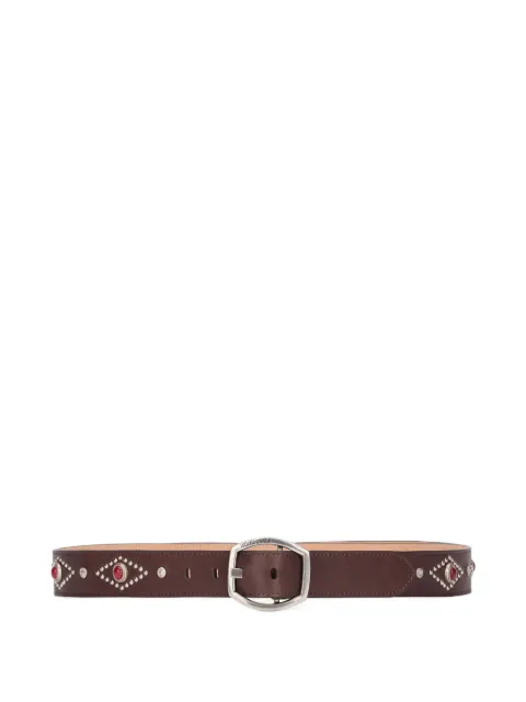 Roberto Cavalli stone-embellished logo buckle belt