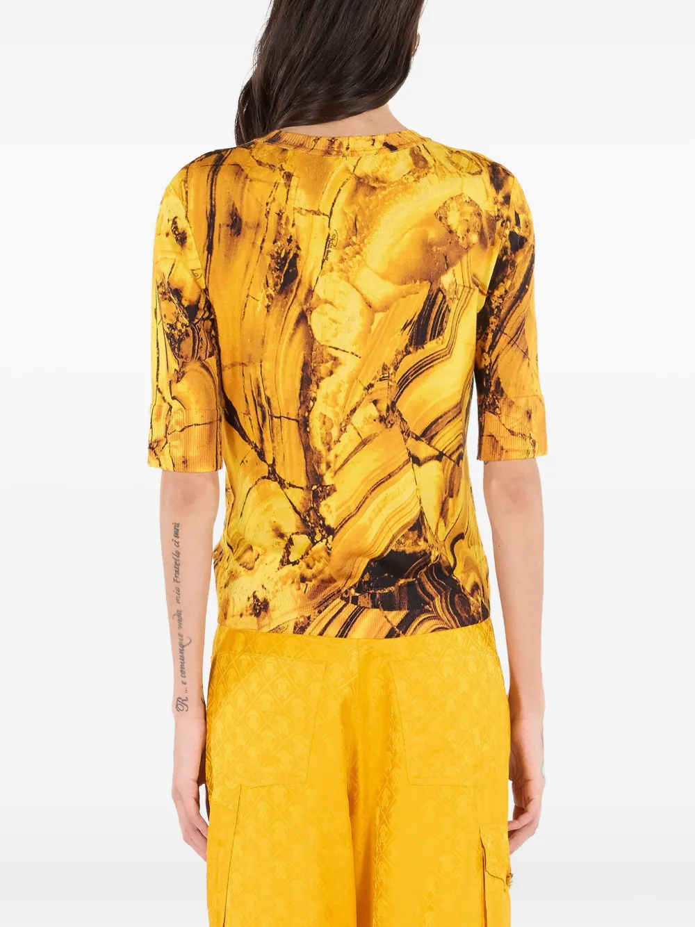 Roberto Cavalli Geribbeld T-shirt met print Geel