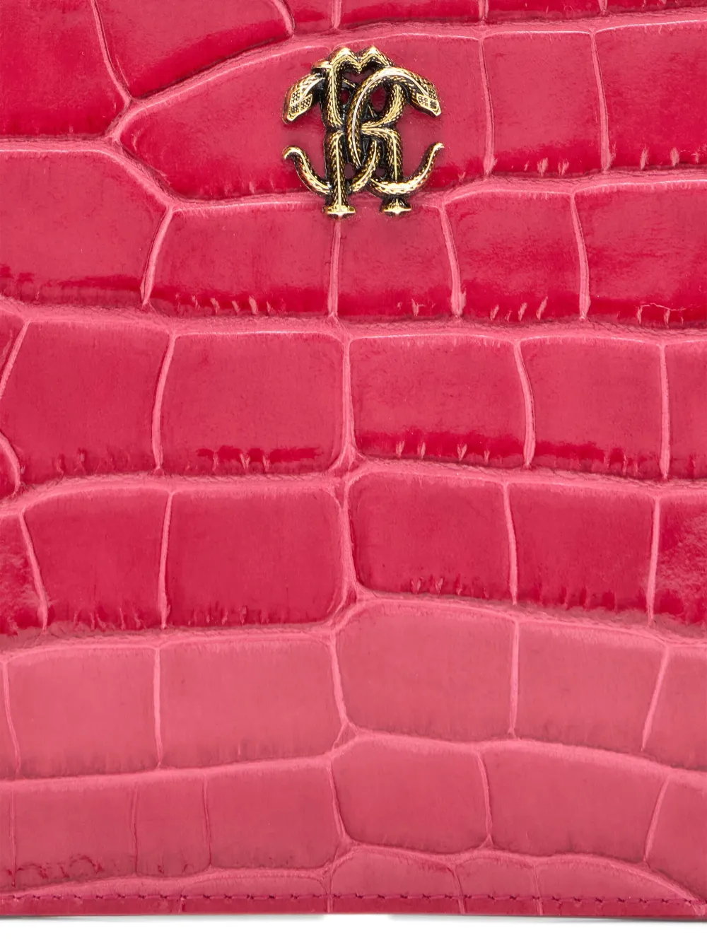 Roberto Cavalli Clutch met krokodillen-reliëf en logoplakkaat Roze