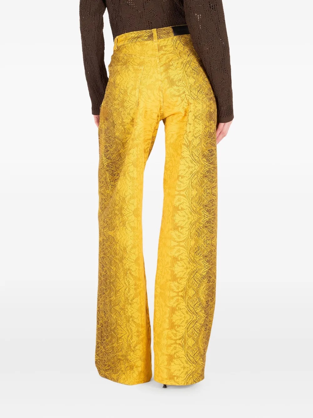 Roberto Cavalli Straight jeans met brokaat-print Geel