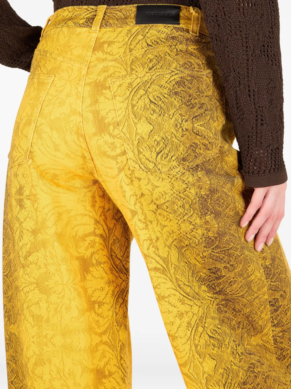 Roberto Cavalli Straight jeans met brokaat-print Geel