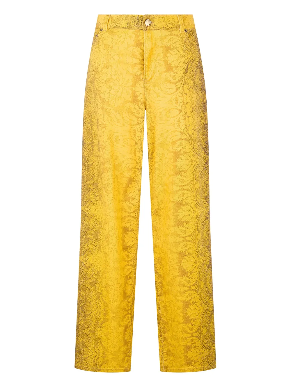 Roberto Cavalli Straight jeans met brokaat-print Geel