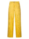 Roberto Cavalli brocade-print straight-leg jeans - Yellow