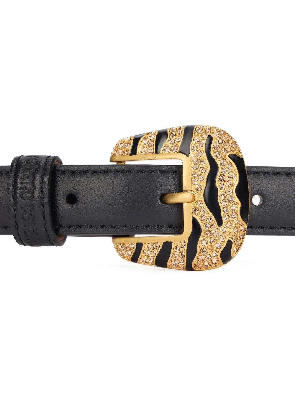 Roberto Cavalli Leren riem met verfraaide gesp Zwart